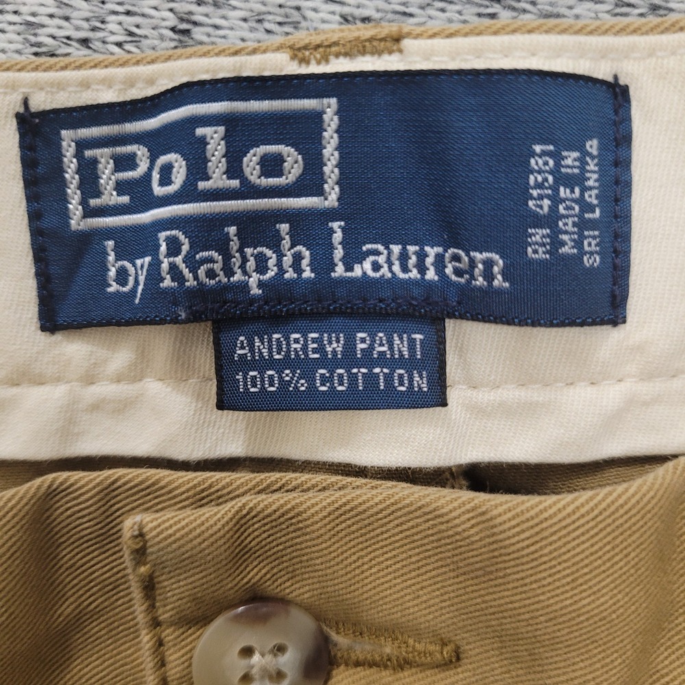 Polo Ralph Lauren FLAW Andrew Pant Mens Khaki Tan Double Pleated Chino Trousers - Picture 3 of 9